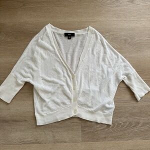 Mossimo White Womens V-Neck Button Down  3/4 sleeve Cardigan XS *flaw
